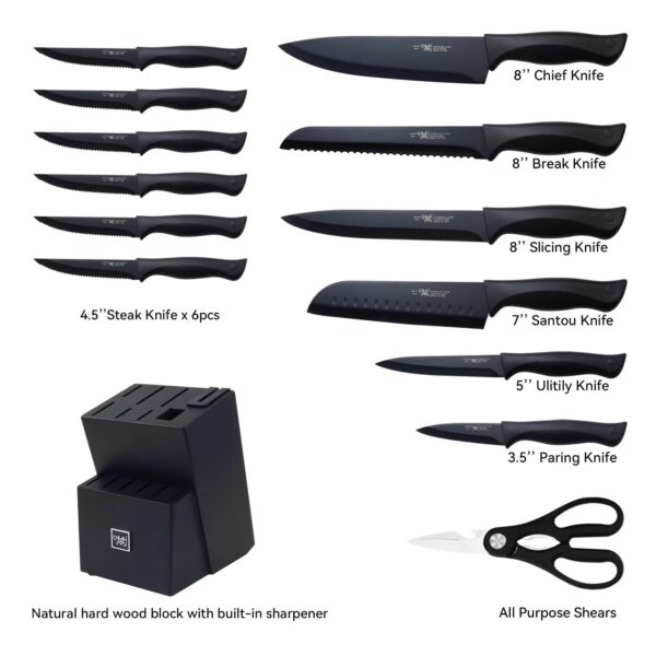 Kitchen Knife Set with Block - Image 7